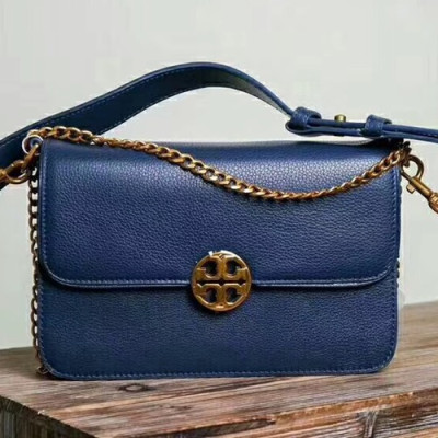 Tory Burch Leather Blue Chelsea Chain Shoulder Bag,24cm - 토리버치 레더 블루 첼시 체인 숄더백 TBB0098,24cm