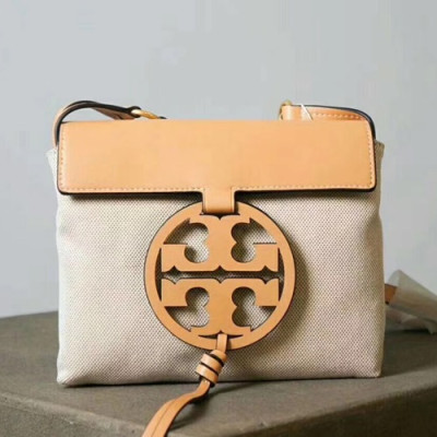 Tory Burch 2018 Leather Canvas Beige Shoulder Bag,21cm - 토리버치 2018 레더 캔버스 베이지 숄더백 TBB0119,21cm