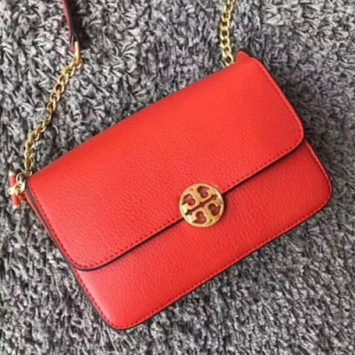 Tory Burch Leather Red Chelsea Chain Shoulder Bag,21cm - 토리버치 레더 레드 첼시 체인 숄더백 TBB0121,21cm