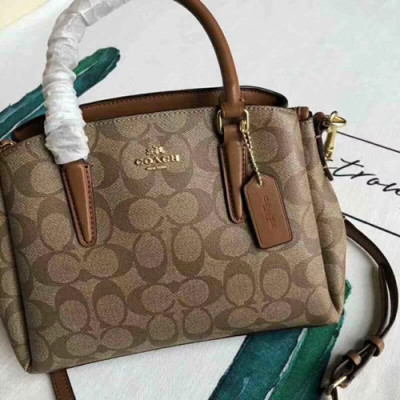 Coach Leather Tote Shoulder Bag,24cm - 코치 레더 토트 숄더백 29434,COAB0033,24cm,브라운