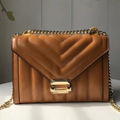 Michael Kors 2018 Leather Whitney Chain Shoulder Bag, 24CM - 마이클 코어스 2018 레더 위트니 체인 숄더백 ,MKB0079, 24CM,카멜