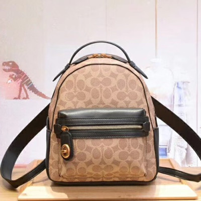 Coach Leather Back Pack,23cm - 코치 레더 여성용 백팩, COAB0065,23cm,브라운+블랙