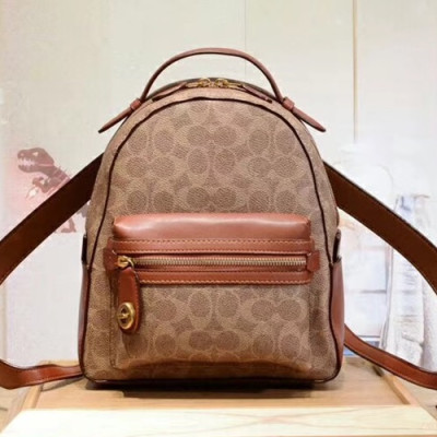 Coach Leather Back Pack,23cm - 코치 레더 여성용 백팩, COAB0066,23cm,브라운