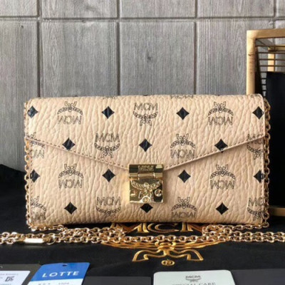 MCM 2019 Millie Visetos Leather Chain Shoulder Cross Bag,23.5cm - 엠씨엠 2019 여성용 밀리 비세토스 레더 체인 숄더 크로스백 MCMB0016, 23.5cm,베이지