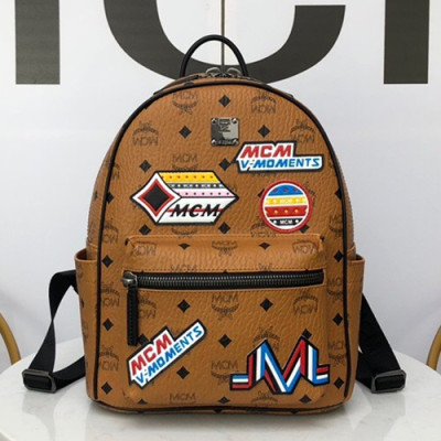 MCM Visetos Victory Patch Stark Leather Back Pack,26/34cm - 엠씨엠 비세토스 빅토리 패치 스타크 레더 백팩 MCMB0020, 26/34cm,브라운