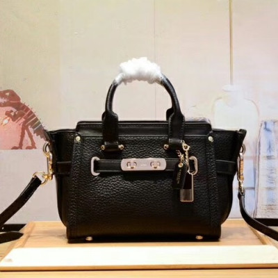 Coach Leather Tote Shoulder Bag,20cm - 코치 레더 토트 숄더백 35990,COAB0176,20cm,블랙