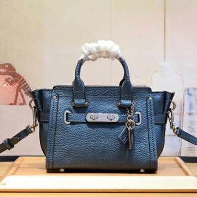 Coach Leather Tote Shoulder Bag,20cm - 코치 레더 토트 숄더백 35990,COAB0177,20cm,블루