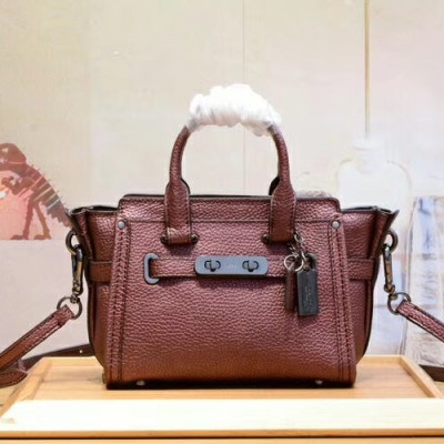 Coach Leather Tote Shoulder Bag,20cm - 코치 레더 토트 숄더백 35990,COAB0178,20cm,브라운