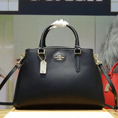 Coach Leather Tote Shoulder Bag,30cm - 코치 레더 토트 숄더백 57527,COAB0185,30cm,블랙