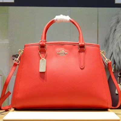 Coach Leather Tote Shoulder Bag,30cm - 코치 레더 토트 숄더백 57527,COAB0186,30cm,레드