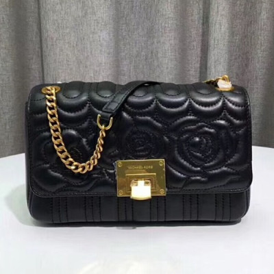 Michael Kors 2018 Leather Chain Shoulder Bag, 26CM - 마이클 코어스 2018 레더 체인 숄더백 ,MKB0246, 26CM,블랙