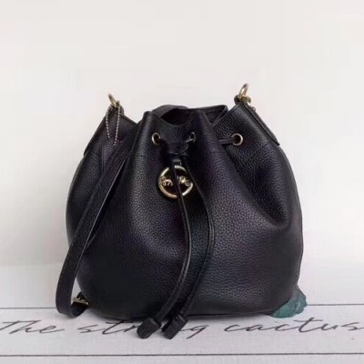 Coach Leather Bucket Shoulder Bag,20cm - 코치 레더 버킷 숄더백 COAB0204,20cm,블랙