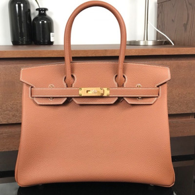 Hermes Birkin Togo Leather Tote Shoulder Bag ,30cm - 에르메스 버킨 토고 레더 여성용 토트 숄더백 HERB0037,30cm,연브라운