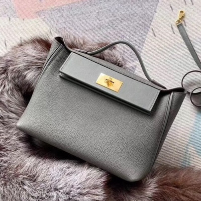 Hermes Kelly 2424 Togo Leather Tote Shoulder Bag ,29cm - 에르메스 켈리2424 토고 레더 여성용 토트 숄더백 HERB0069,29cm,그레이