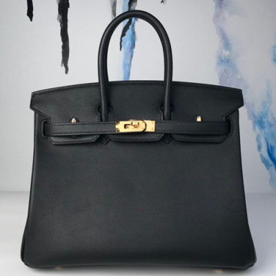 Hermes Birkin Swift Leather Tote Shoulder Bag ,25cm - 에르메스 버킨 스위프트 레더 여성용 토트 숄더백 HERB0079,25cm,블랙