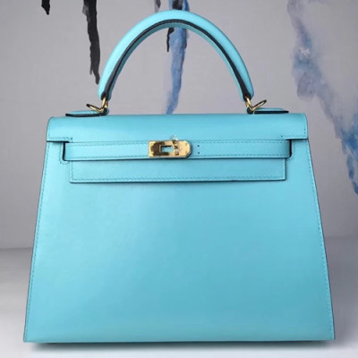 Hermes Kelly Calf Skin Tote Shoulder Bag ,25cm - 에르메스 켈리 카프스킨 여성용 토트 숄더백 HERB0090,25cm,스카이블루