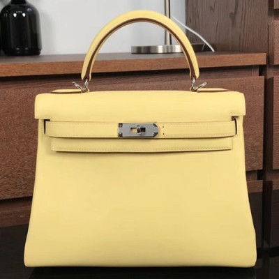 Hermes Kelly Swift Leather Tote Shoulder Bag ,28cm - 에르메스 켈리 스위프트 레더 여성용 토트 숄더백 HERB0091,28cm,옐로우