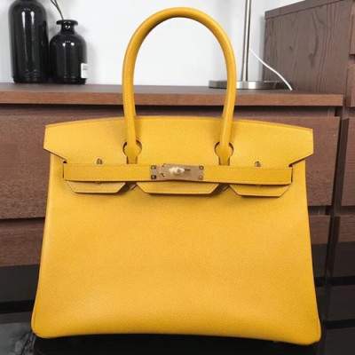 Hermes Birkin Epsom Leather Tote Shoulder Bag ,30cm - 에르메스 버킨 엡송 레더 여성용 토트 숄더백 HERB0123,30cm,옐로우