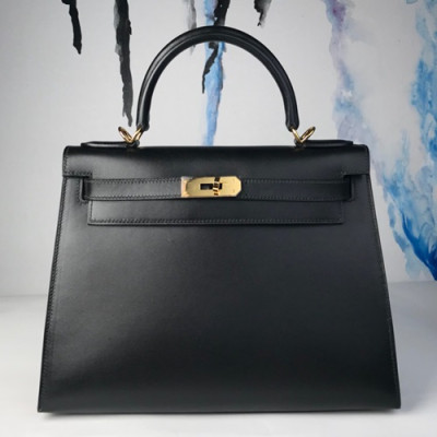 Hermes Kelly Box Leather Tote Shoulder Bag ,28cm - 에르메스 켈리 복스 레더 여성용 토트 숄더백 HERB0144,28cm,블랙