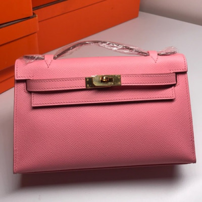 Hermes Mini Kelly Epsom Leather Tote Bag / Clutch Bag,22cm - 에르메스 미니 켈리 엡송 레더 여성용 토트백/클러치백 HERB0205, 22cm,연핑크