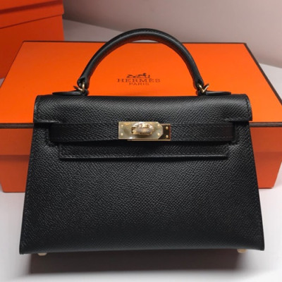 Hermes Mini Kelly 2 Epsom Leather Tote Shoulder Bag , - 에르메스 미니 켈리 2 엡송 레더 여성용 토트 숄더백 HERB0222,블랙