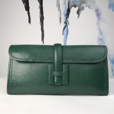 Hermes Lizard Leather Clutch Bag ,29cm - 에르메스 리저드레더 여성용 클러치백 HERB0227,29cm,그린