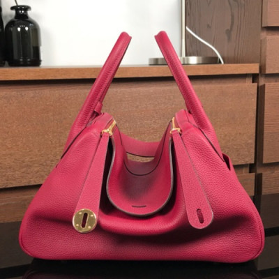 Hermes Lindy Togo Leather Tote Shoulder Bag ,30cm - 에르메스 린디 토고 레더 여성용 토트 숄더백 HERB0255,30cm,레드