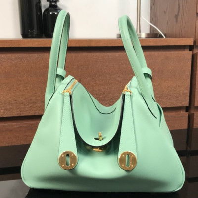 Hermes Lindy Swift Leather Tote Shoulder Bag ,26cm - 에르메스 린디 스위프트 레더 여성용 토트 숄더백 HERB0256,26cm,라이트그린