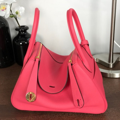 Hermes Lindy Togo Leather Tote Shoulder Bag ,30cm - 에르메스 린디 토고 레더 여성용 토트 숄더백 HERB0260,30cm,핑크