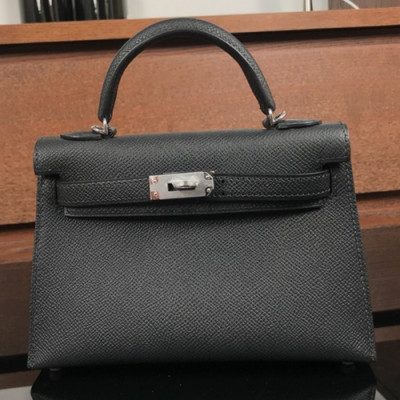 Hermes Mini Kelly 2 Epsom Leather Tote Shoulder Bag , - 에르메스 미니 켈리 2 엡송 레더 여성용 토트 숄더백 HERB0276,블랙(은장)