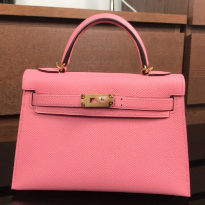 Hermes Mini Kelly 2 Epsom Leather Tote Shoulder Bag , - 에르메스 미니 켈리 2 엡송 레더 여성용 토트 숄더백 HERB0286,핑크