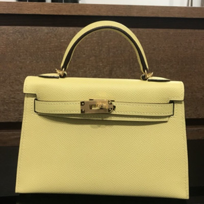 Hermes Mini Kelly 2 Epsom Leather Tote Shoulder Bag ,20cm - 에르메스 미니 켈리 2 엡송 레더 여성용 토트 숄더백 HERB0287,20cm,옐로우(금장)