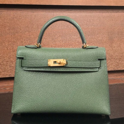 Hermes Mini Kelly 2 Goat Skin Tote Shoulder Bag , - 에르메스 미니 켈리 2 고트 스킨 여성용 토트 숄더백 HERB0298,그린