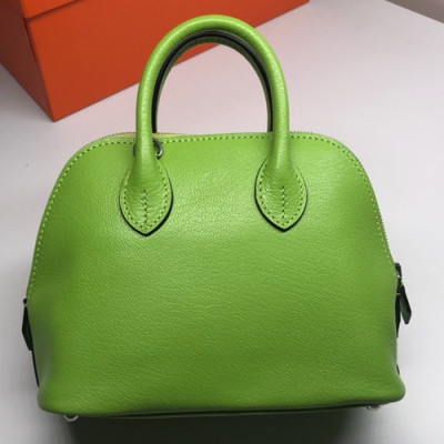 Hermes Mini Bolide Goat Skin Leather Tote Bag ,18cm - 에르메스 미니 볼리드 고트 스킨 레더 여성용 토트백 HERB0303,18cm,라이트그린