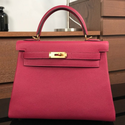 Hermes Kelly Togo Leather Tote Shoulder Bag ,28cm - 에르메스 켈리 토고 레더 여성용 토트 숄더백 HERB0316,28cm,레드