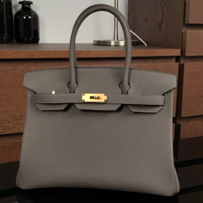 Hermes Birkin Togo Leather Tote Shoulder Bag ,30cm - 에르메스 버킨 토고 레더 여성용 토트 숄더백 HERB0372,30cm,그레이