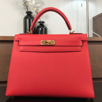 Hermes Kelly Epsom Leather Tote Shoulder Bag ,28cm - 에르메스 켈리 엡송 레더 여성용 토트 숄더백 HERB0409,28cm,레드