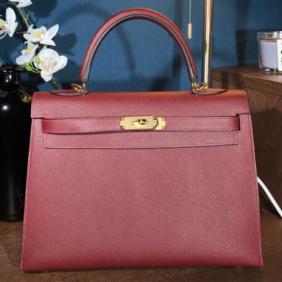 Hermes Kelly Epsom Leather Tote Shoulder Bag ,32cm - 에르메스 켈리 엡송 레더 여성용 토트 숄더백 HERB0416,32cm,와인