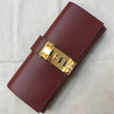 Hermes Medor Box Leather Clutch Bag ,29cm - 에르메스 메도르 복스 레더 여성용 클러치백 HERB0420,29cm,와인