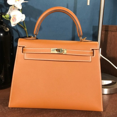 Hermes Kelly Epsom Leather Tote Shoulder Bag ,25cm - 에르메스 켈리 엡송 레더 여성용 토트 숄더백 HERB0433,25cm,브라운(금장)