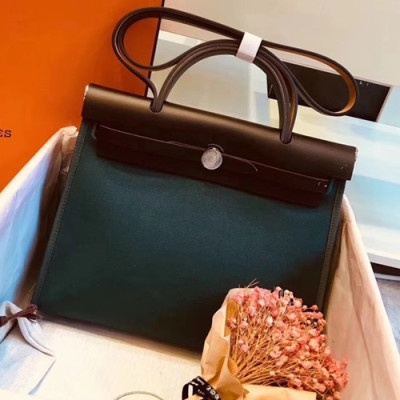 Hermes Herbag Canvas Tote Shoulder Bag ,31cm - 에르메스 허백 캔버스 남여공용 토트 숄더백 HERB0446,31cm,다크그린