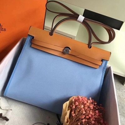 Hermes Herbag Canvas Tote Shoulder Bag ,31cm - 에르메스 허백 캔버스 남여공용 토트 숄더백 HERB0460,31cm,스카이블루