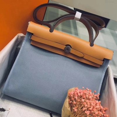 Hermes Herbag Canvas Tote Shoulder Bag ,31cm - 에르메스 허백 캔버스 남여공용 토트 숄더백 HERB0463,31cm,그레이블루