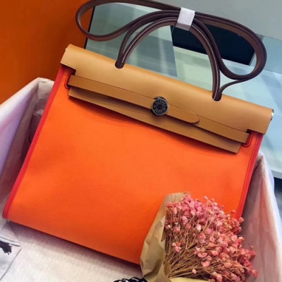 Hermes Herbag Canvas Tote Shoulder Bag ,31cm - 에르메스 허백 캔버스 남여공용 토트 숄더백 HERB0470,31cm,오렌지