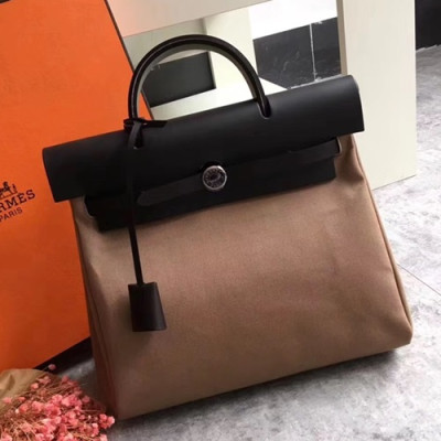 Hermes Herbag-A DOS Canvas Back Pack ,30cm - 에르메스 허백-A DOS 캔버스 남여공용 백팩 HERB0486,30cm,브라운