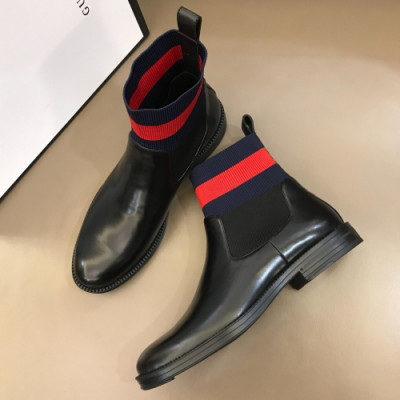 Gucci 2018 Mens Leather Ankle Boots  - 구찌 남성 레더 앵클부츠 Guc0445x.Size(240 - 270)블랙