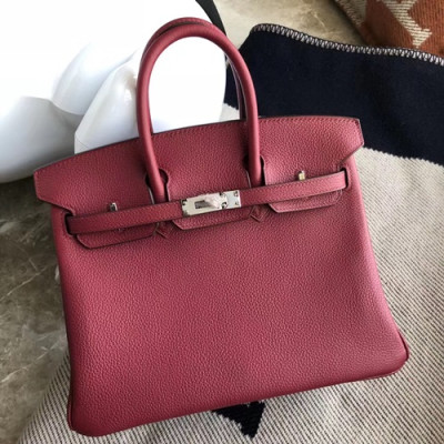 Hermes Birkin Togo Leather Tote Shoulder Bag ,25cm - 에르메스 버킨 토고 레더 여성용 토트 숄더백 HERB0523,25cm,와인