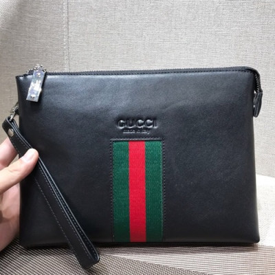 Gucci Leather Clutch Bag ,28CM - 구찌 레더 남성용 클러치백 GUB0190 ,28cm,블랙