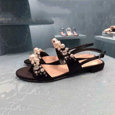 Miumiu 2018 Pearl Sandle Black - 미우미우 Pearl 샌들 블랙 Miu0122x.Size(225 - 245)