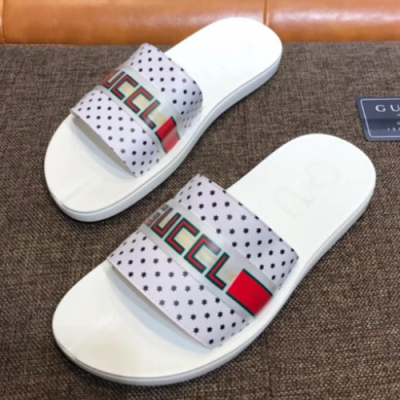 Gucci 2018 Banding Logo Slippers White - 구찌 밴딩로고 슬리퍼 화이트 Guc0491x.Size(240 - 285)